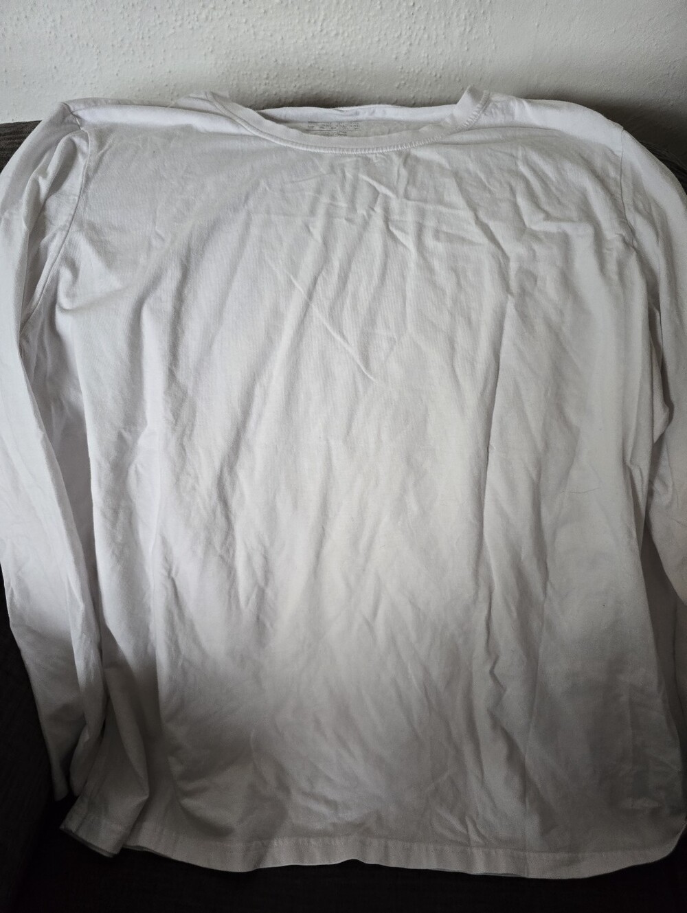 Women's White Cotton Long Sleeve T Shirt Classic Crew Neck